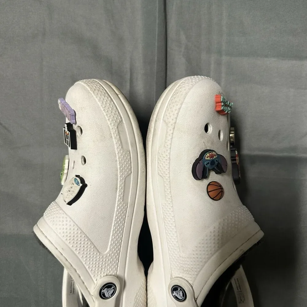 Crocs Clogs Mens 10 Classic Lined Shoes White Faux Fur 203591 Winter Slip On